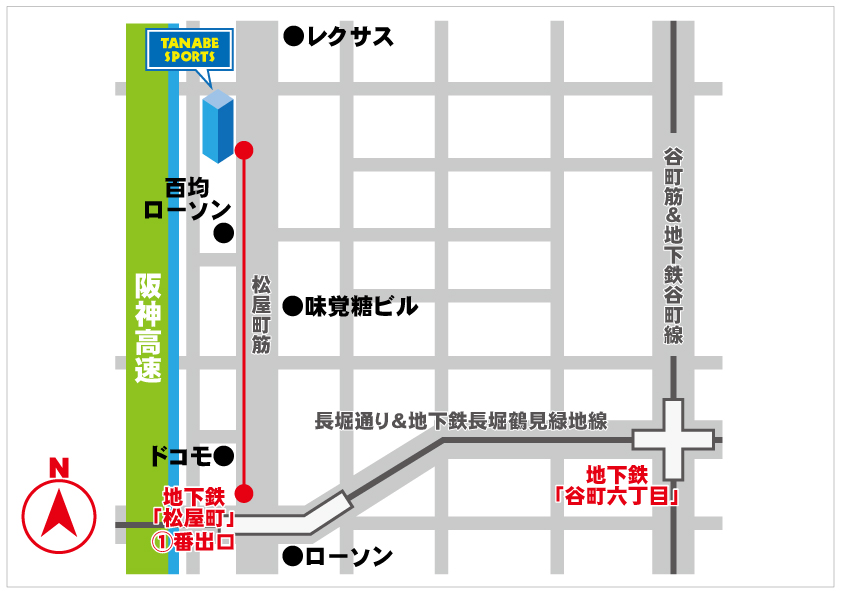 地下鉄松屋町からの地図