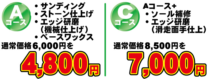 スキーチューンナップ特別価格