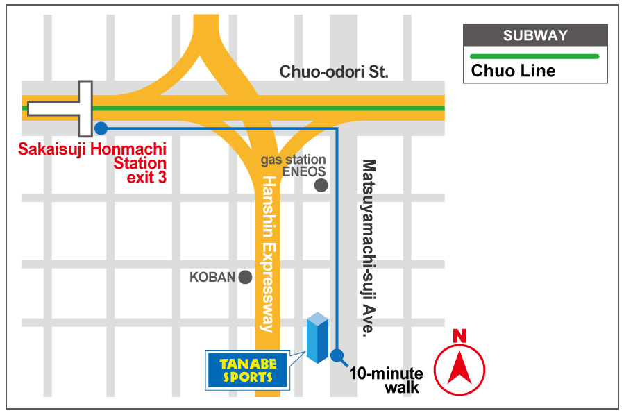 Route from Tanimachi 4-chome Station