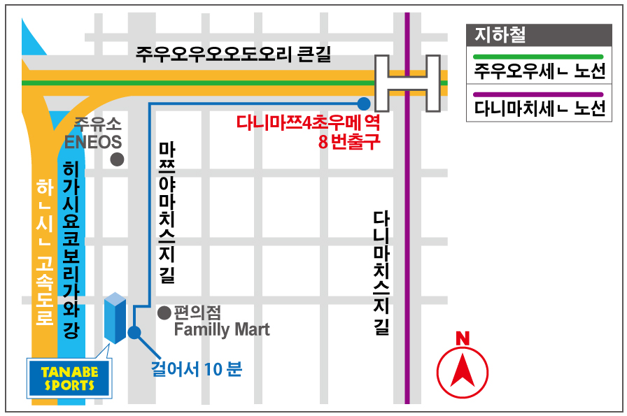 Route from Tanimachi 4-chome Station