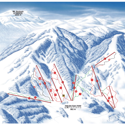 白馬乗鞍温泉スキー場　ゲレンデマップ